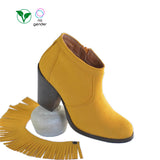 2 IN 1 FRINGE BOOTS MUSTARD